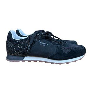 Pepe Jeans London With Sequin Sneakers Women's Size 8.5 in Black
